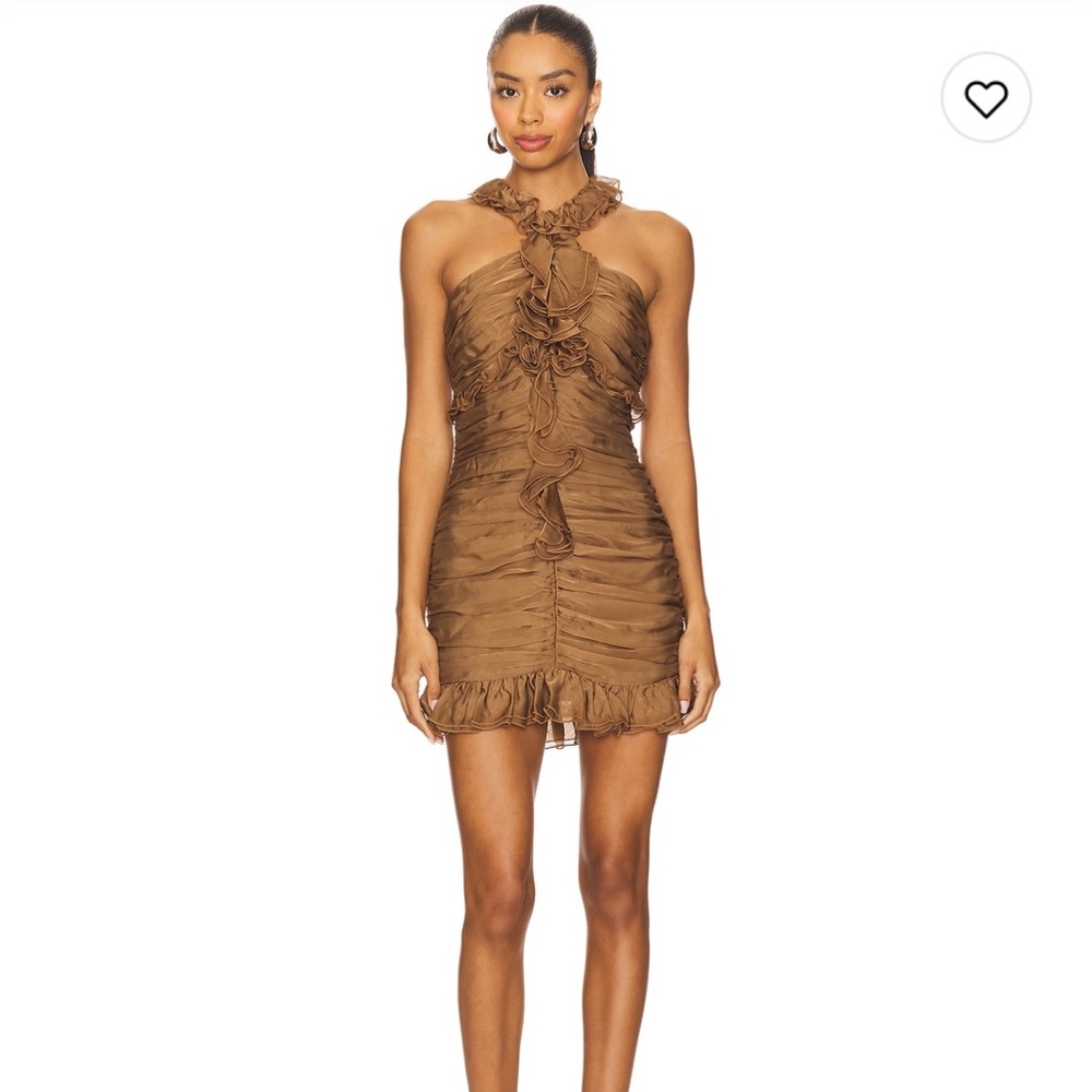Brown Ruched Mini Dress
